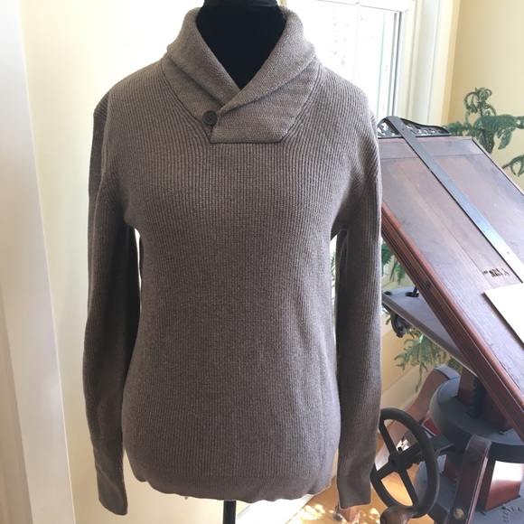 Banana Republic Taupe Cotton Shawl Collar Sweater - Picture 1 of 6